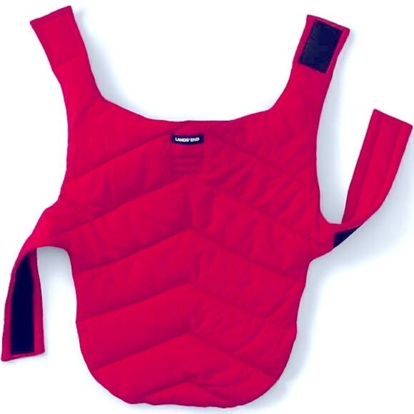 Land’s End Dog Puffer Quilted Vest adjustable Velcro rare Deep Pink Size Large - Picture 13 of 16